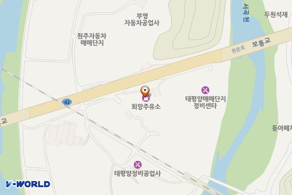 희망주유소 위치 지도 — 강원특별자치도 원주시 지정면 원문로 1153