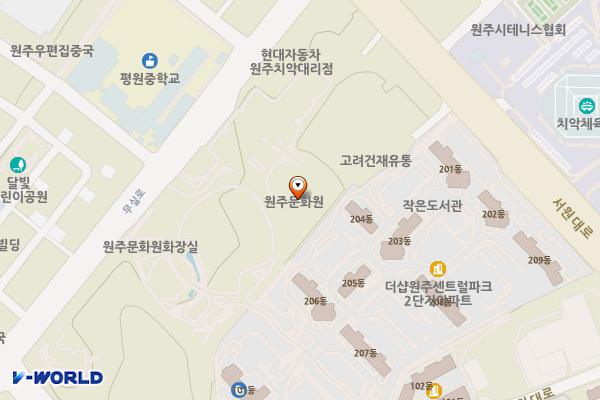 중앙근린공원 지하주차장 화장실 위치 지도 — 강원특별자치도 원주시 무실로 235