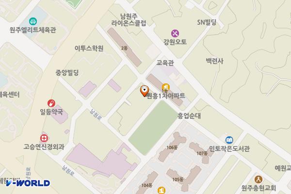 믿음요양원 1층화장실 위치 지도 — 강원특별자치도 원주시 송림길 18