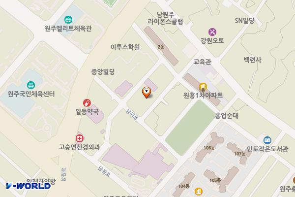 원주의료원 부설주차장 위치 지도 — 강원특별자치도 원주시 남원로 562-9
