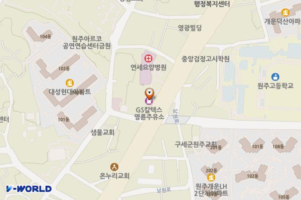 남부시장주유소 위치 지도 — 강원특별자치도 원주시 남원로 629 (명륜동)
