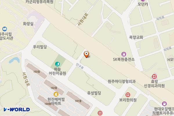 원주 프리미엄 아울렛(3층) 위치 지도 — 강원특별자치도 원주시 서원대로 500(단구동)