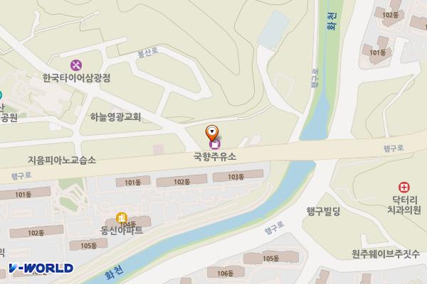 SK에너지(주) 혁신주유소 위치 지도 — 강원특별자치도 원주시 행구로 121