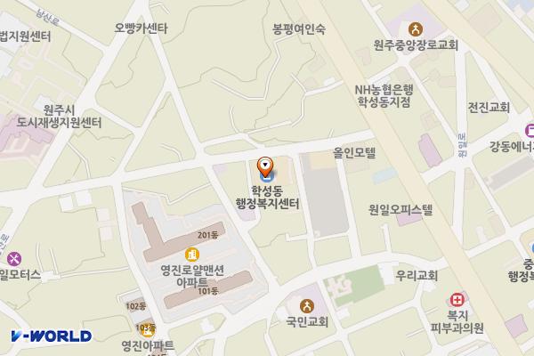 학성동행정복지센터(2층) 위치 지도 — 강원특별자치도 원주시 학성길 116