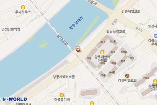 강남게이트볼장 위치 지도 — 강원특별자치도 강릉시 강변로 313