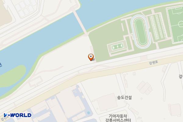 남대천 우드볼장 화장실 위치 지도 — 강원특별자치도 강릉시 강변로 611