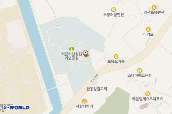 허균허난설헌 기념공원 화장실 위치 지도 — 강원특별자치도 강릉시 난설헌로193번길 1-15