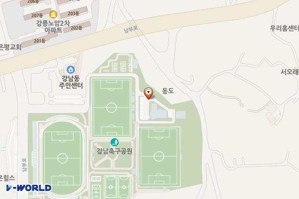 강원FC오렌지하우스 위치 지도 — 강원특별자치도 강릉시 남부로222(노암동)