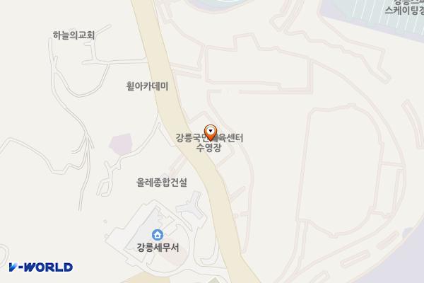 국민체육센터(수영장) 위치 지도 — 강원특별자치도 강릉시 수리골길76(교동)