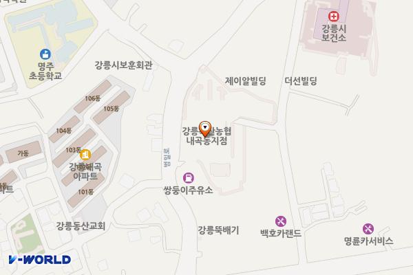 강릉축협하나로마트 내곡점 위치 지도 — 강원특별자치도 강릉시 범일로 604, 농협 (내곡동)