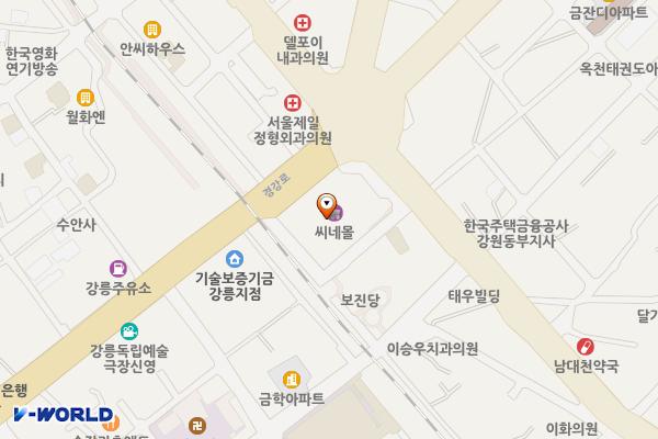 홈플러스 강릉점 위치 지도 — 강원특별자치도 강릉시 경강로 2120, 씨네몰 (옥천동)