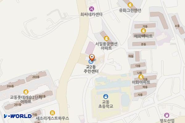 교2동주민센터 2층 위치 지도 — 강원특별자치도 강릉시 율곡로 2974