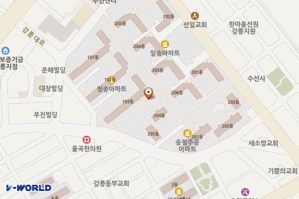 19호어린이공원 위치 지도 — 강원특별자치도 강릉시 하평길 43