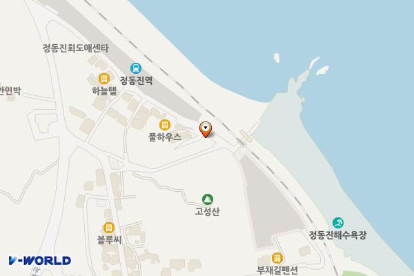 고성목해변 위치 지도 — 강원특별자치도 강릉시 강동면 정동역길 32-1