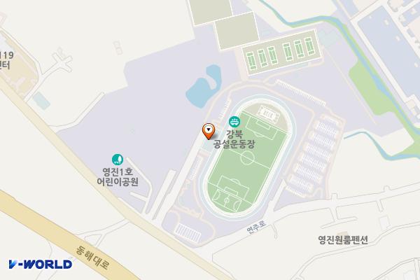 강북운동장 2 위치 지도 — 강원특별자치도 강릉시 연곡면 연주로188