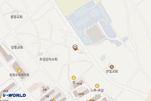 초당동 게이트볼장 위치 지도 — 강원특별자치도 강릉시 초당원길54번길 28