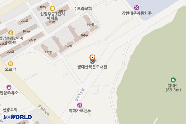 월대산작은도서관  장애인 화장실 위치 지도 — 강원특별자치도 강릉시 성덕포남로 80-21