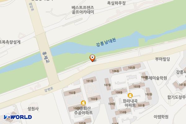 내곡한라 남대천 체육시설 옆 공중화장실 위치 지도 — 강원특별자치도 강릉시 강변로 99