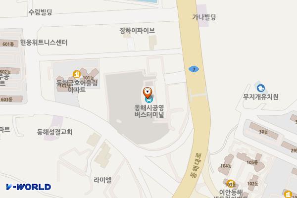 종합버스터미널 위치 지도 — 강원특별자치도 동해시 동해대로 5443