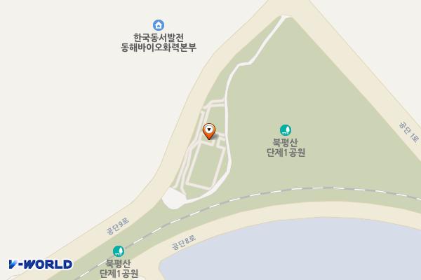 북평산단1공원(발전소) 위치 지도 — 강원특별자치도 동해시 공단9로 156