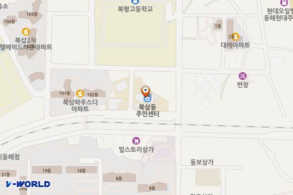 북삼동행정복지센터 위치 지도 — 강원특별자치도 동해시 효자남길 33-4