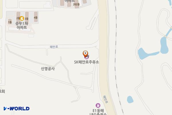 SK해안로주유소 위치 지도 — 강원특별자치도 동해시 해안로 63 ?(용정동)