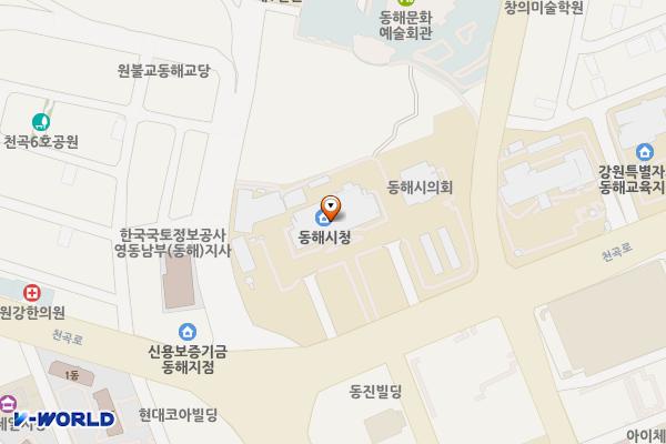 동해시의회 위치 지도 — 강원특별자치도 동해시 천곡로 77