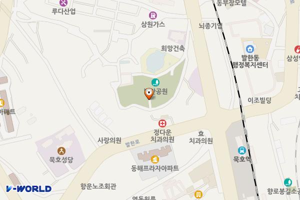 발한공원 위치 지도 — 강원특별자치도 동해시 지리2길 12