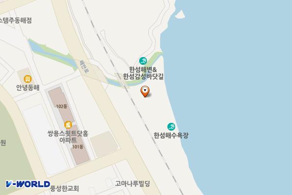 한섬해변 위치 지도 — 강원특별자치도 동해시 한섬해안길 6