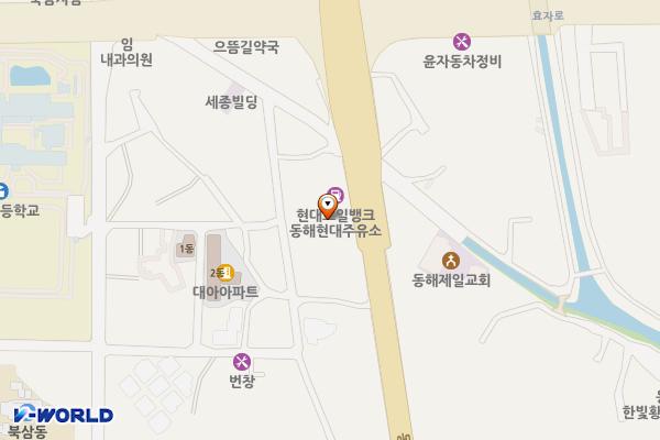 CJ대한통운 효가제일주유소 위치 지도 — 강원특별자치도 동해시 동해대로 4985 ?(효가동