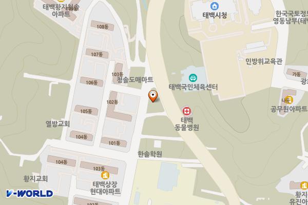 청솔아파트 소공원 내 위치 지도 — 강원특별자치도 태백시 황지동 668 청솔아파트 소공원