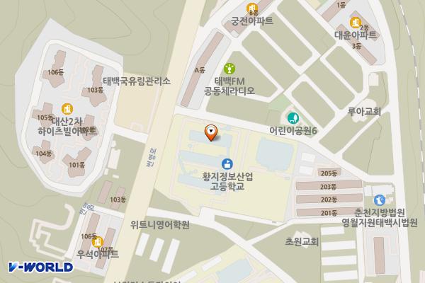 황지정보산업고(교사2동 3층) 위치 지도 — 강원특별자치도 태백시 문화로1길 1 (황지동)