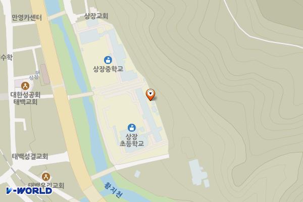 상장초등학교(체육관) 위치 지도 — 강원특별자치도 태백시 태백로 1223 (황지동)