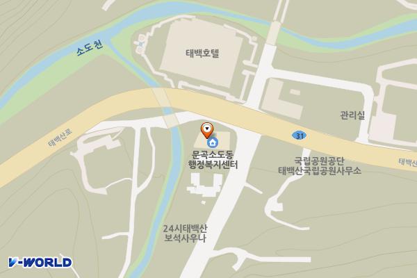 문곡소도동행정복지센터(1층) 위치 지도 — 강원특별자치도 태백시 천제단길 4 (소도동)