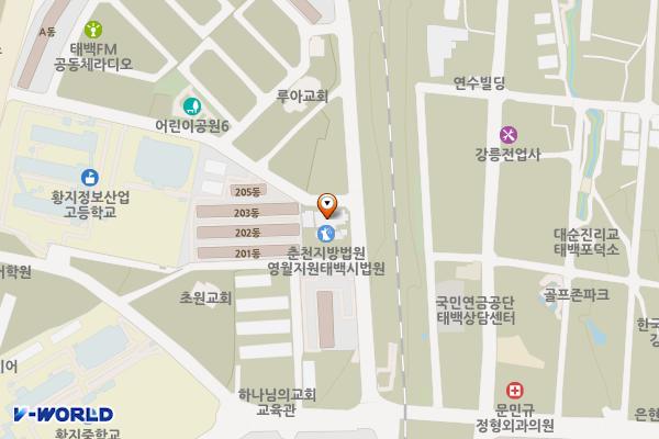 춘천지방법원 태백등기소 위치 지도 — 강원특별자치도 태백시 문화로1길 25