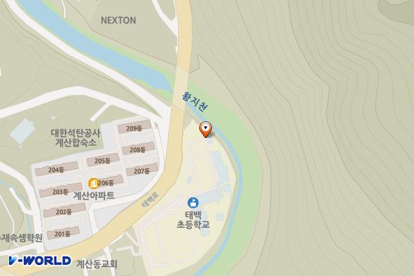 태백초등학교(본관 1층) 위치 지도 — 강원특별자치도 태백시 태백로 1811 (장성동)