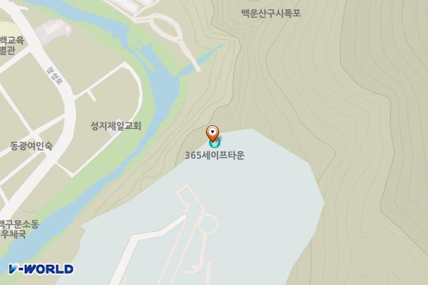 한국안전체험관(야외화장실) 위치 지도 — 강원특별자치도 태백시 평화길 15 (장성동)