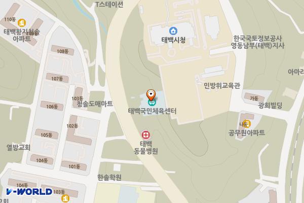 태백국민체육센터 3층 위치 지도 — 강원특별자치도 태백시 번영로 220