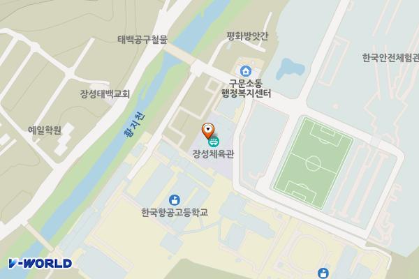 장성체육관 위치 지도 — 강원특별자치도 태백시 평화길 8-29