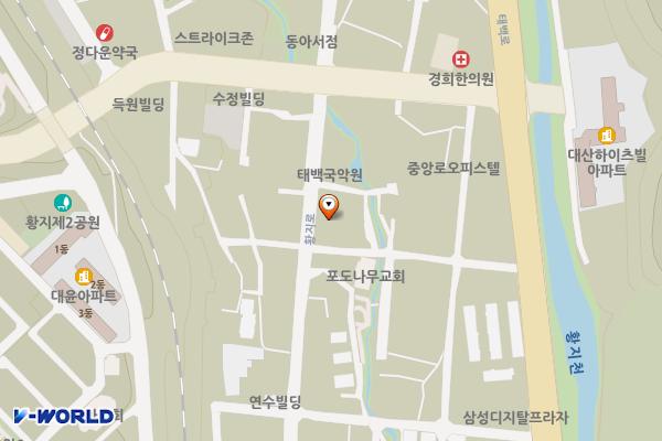 태백우체국(2층) 위치 지도 — 강원특별자치도 태백시 황지로 132 (황지동)