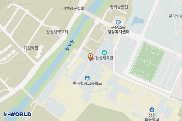 태백기계공업고등학교(공동실습소 2층) 위치 지도 — 강원특별자치도 태백시 평화길 8-24 (장성동)