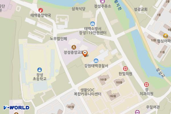 태백경찰서 민원인용 위치 지도 — 강원특별자치도 태백시 장성로 26
