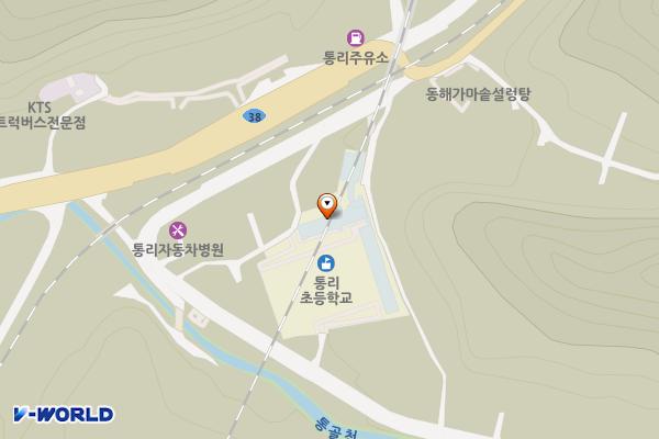 통리초등학교(본관 1층) 위치 지도 — 강원특별자치도 태백시 통골2길 9 (통동)