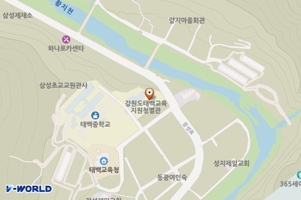 태백중학교(교사동 1층) 위치 지도 — 강원특별자치도 태백시 하장성1길 10 (장성동)