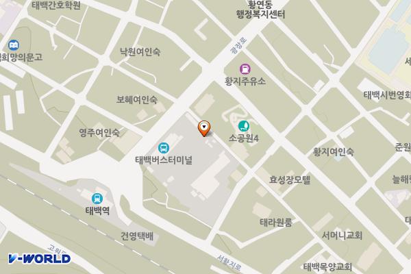 태백시외버스터미널 위치 지도 — 강원특별자치도 태백시 광장로 6(황지동)