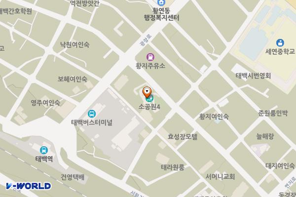 솔바람공원 위치 지도 — 강원특별자치도 태백시 황지동 270-38
