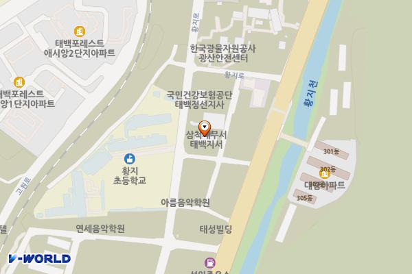 중부지방국세청 태백지서 위치 지도 — 강원특별자치도 태백시 황지로 64