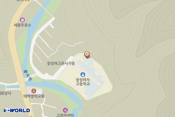 장성여자고등학교(본관 3층) 위치 지도 — 강원특별자치도 태백시 일광마을길 8-12 (문곡동)