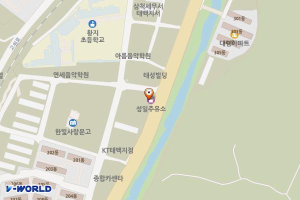 성일주유소 위치 지도 — 강원특별자치도 태백시 태백로 1064 (황지동)