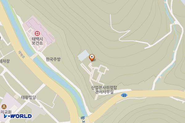 산업전사위령탑 화장실 위치 지도 — 강원특별자치도 태백시 강원남부로 13 (황지동)